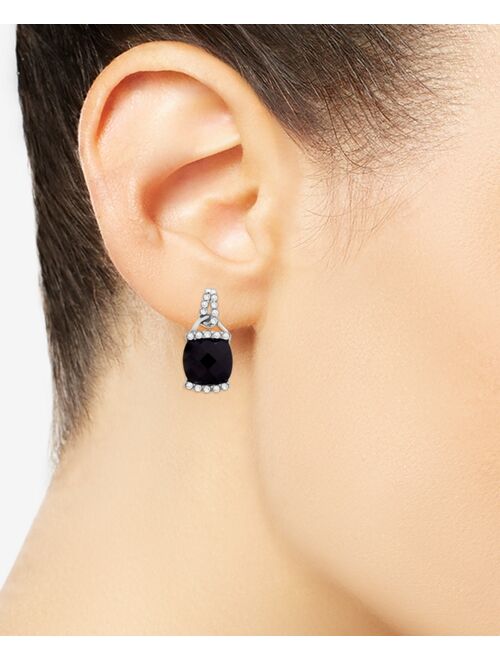 Macy's 2-Pc. Set Onyx & Diamond (1/10 ct. tw.) Pendant Necklace & Matching Stud Earrings in Sterling Silver