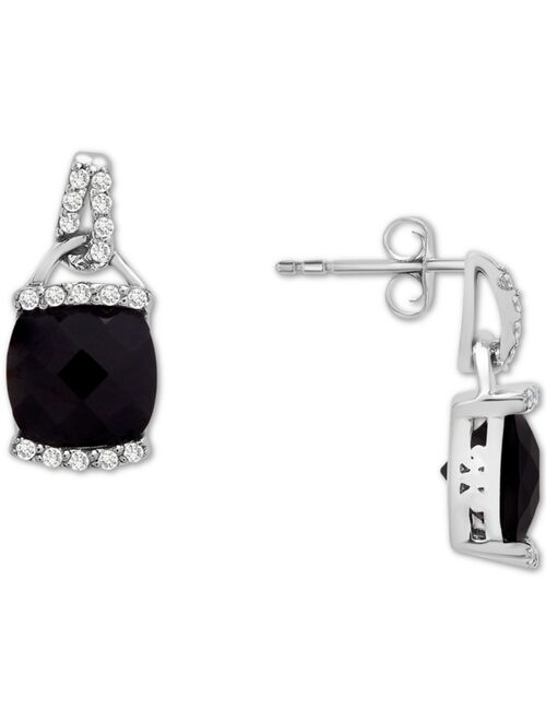 Macy's 2-Pc. Set Onyx & Diamond (1/10 ct. tw.) Pendant Necklace & Matching Stud Earrings in Sterling Silver