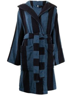 TEKLA striped terry hooded bath robe