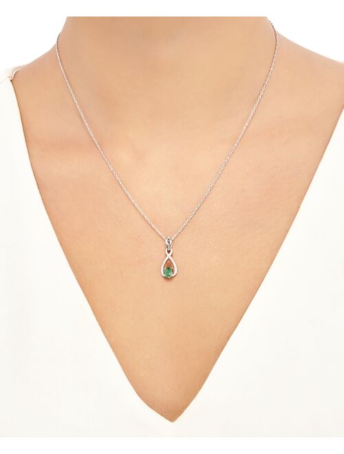 Macy's 2-Pc. Set Emerald (1-1/3 ct. t.w.) & Diamond (1/20 ct. t.w.) Pendant Necklace & Matching Drop Earrings in Sterling Silver (Also in Sapphire)