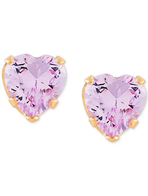 Macy's 2-Pc. Set Lab-Created Pink Sapphire Heart Pendant Necklace & Matching Stud Earrings (3-1/6 ct. t.w.) in 10k Gold