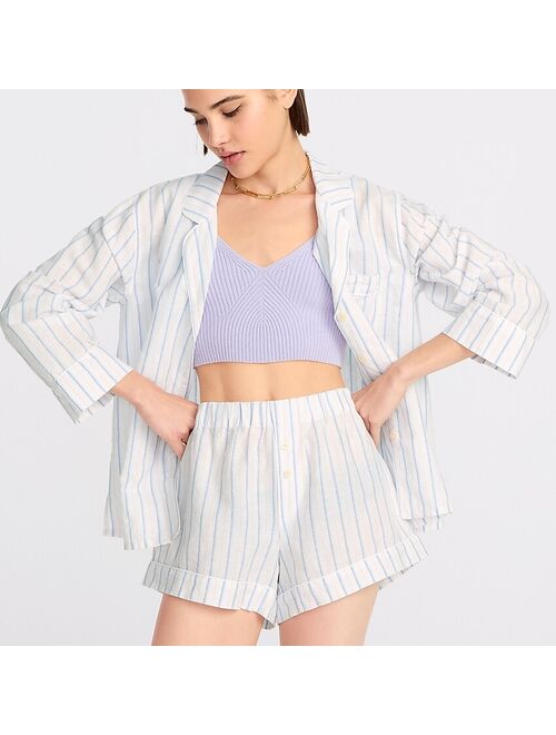 J.Crew Cotton-linen pajama short set in stripe