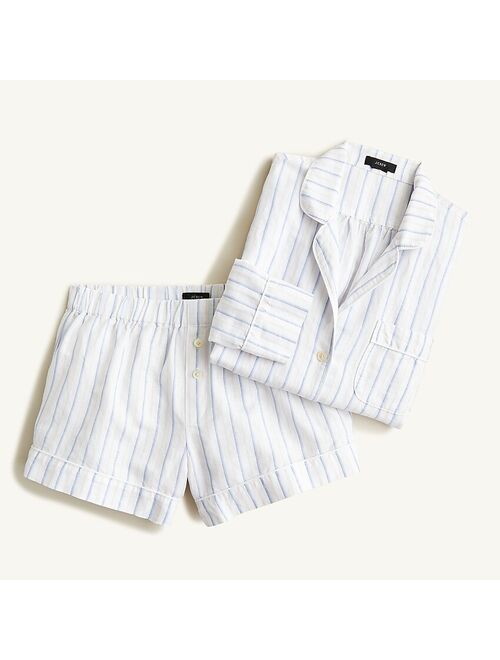 J.Crew Cotton-linen pajama short set in stripe