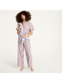 Cotton poplin short-sleeve pajama set in bouquet block print