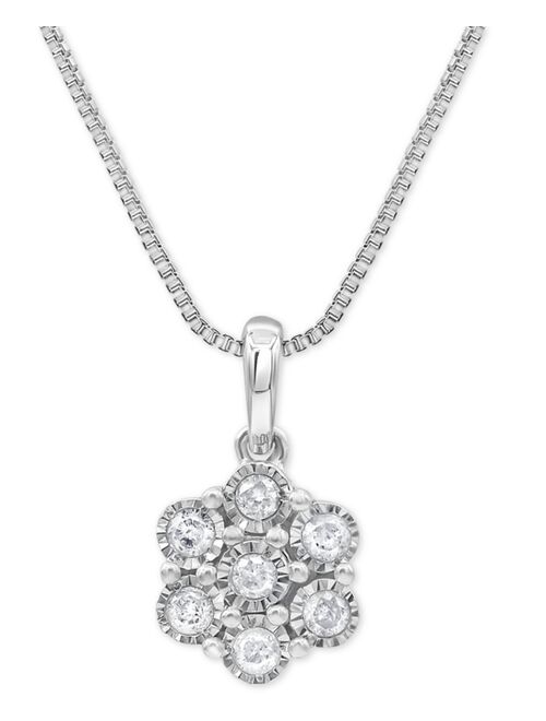 Macy's 2-Pc. Set Diamond Cluster Pendant Necklace & Matching Stud Earrings (1/2 ct. t.w.) in Sterling Silver