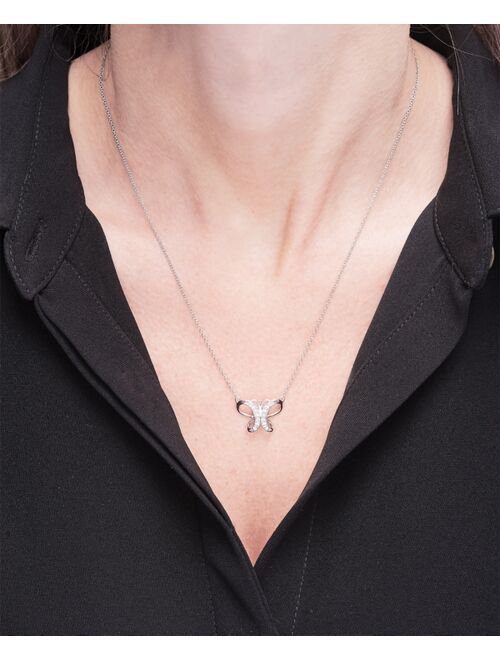 Macy's 2-Pc. Set Diamond Butterfly Pendant Necklace & Matching Stud Earrings (1/6 ct. t.w.) in Sterling Silver