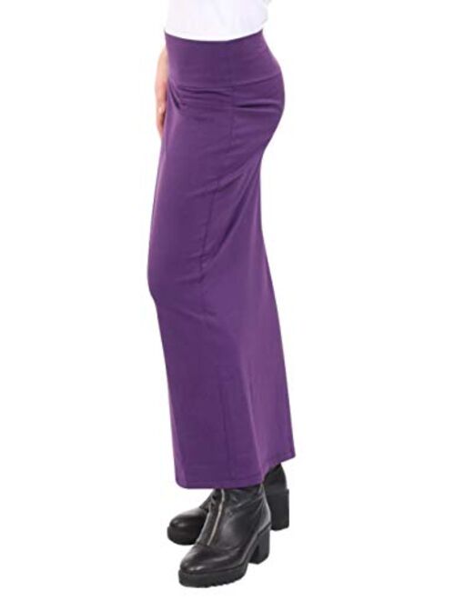 Kosher Casual Women's Modest Cotton Stretch Long Maxi Pencil Skirt