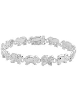 MACY'S Diamond Accent Elephant Link Bracelet in Silver Plate, Rose Gold or Gold Plate