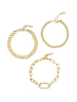 Gold Plated Chain Link Bracelet Set of 3