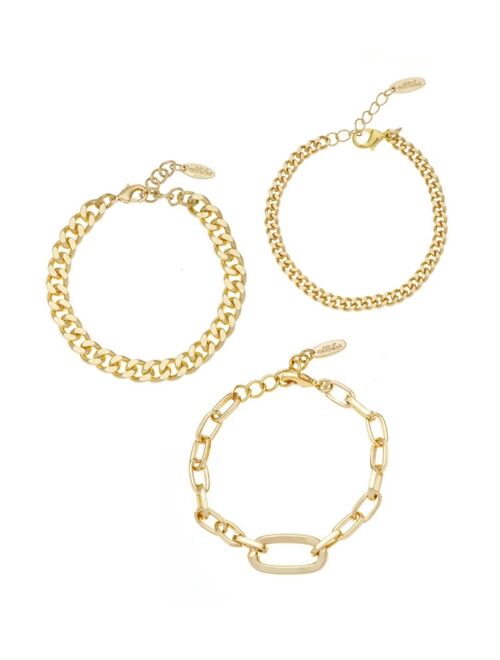 ETTIKA Gold Plated Chain Link Bracelet Set of 3