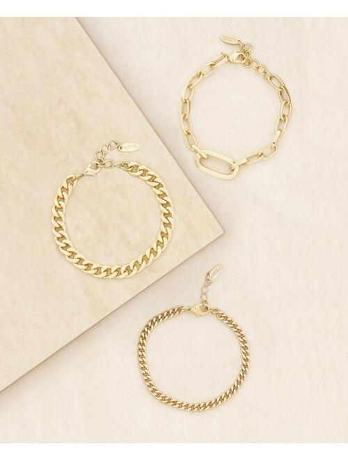 ETTIKA Gold Plated Chain Link Bracelet Set of 3