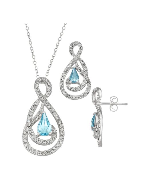 Forever Radiant Sterling Silver Crystal Abstract Pendant & Earring Set