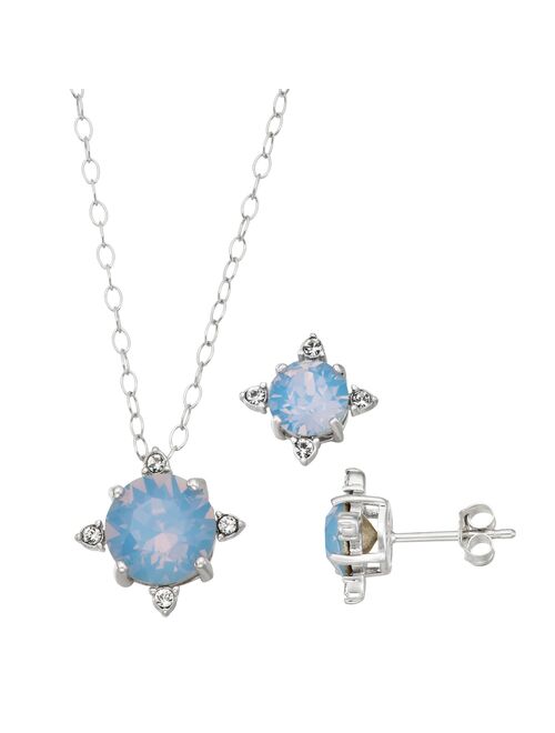 Forever Radiant Sterling Silver Crystal Pendant Necklace & Earring Set