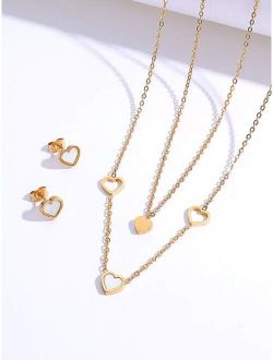 Heart Stud Earrings Necklace