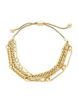 STERLING FOREVER Women's Layered Chain Bolo Bracelet