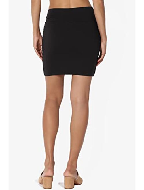 TheMogan Double Layer High Waisted Casual Stretch Jersey Bodycon Mini Skirt