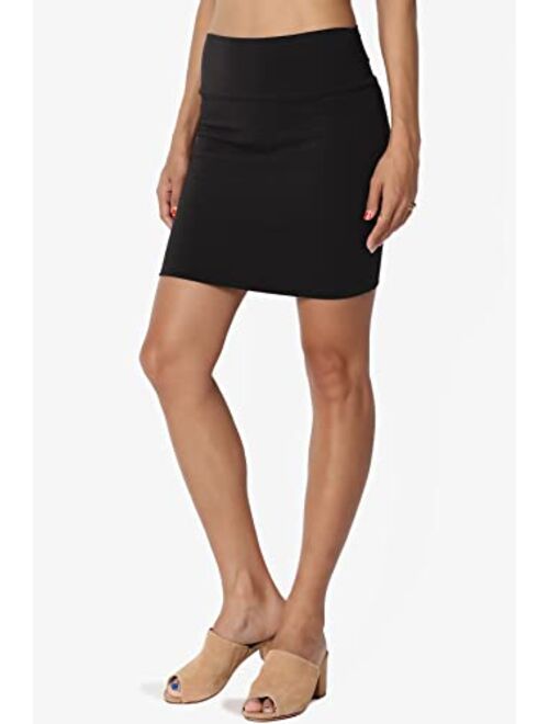 TheMogan Double Layer High Waisted Casual Stretch Jersey Bodycon Mini Skirt