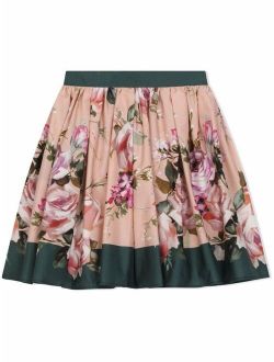 Kids floral-print A-line mini skirt