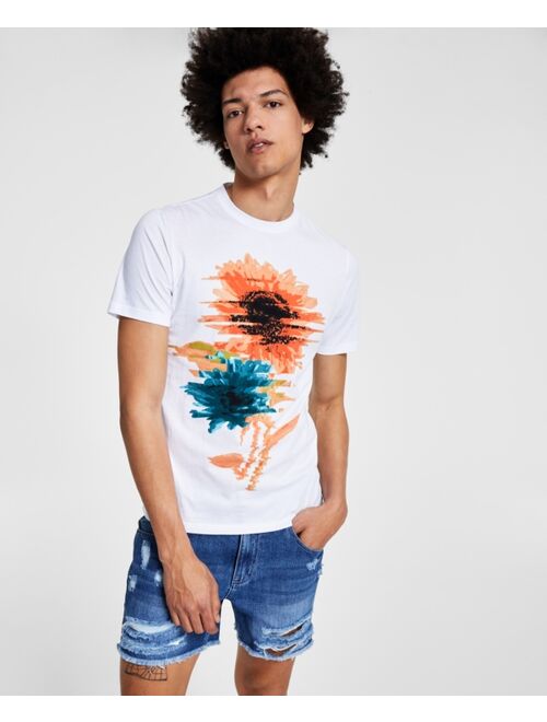 INC International Concepts Men's Abstract Sunflower T-Shirt, Created for Macy's