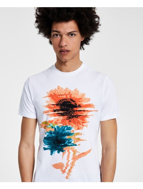 INC International Concepts Men's Abstract Sunflower T-Shirt, Created for Macy's