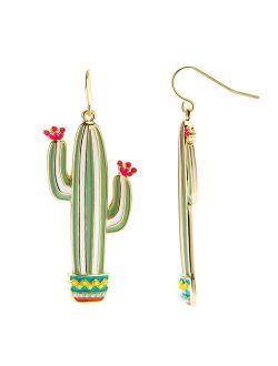 LC Lauren Conrad Enamel Cactus Drop Earrings