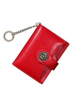 Women's Small Wallet with Coin Purse RFID Blocking Compact Ladies' Bifold Keychain Wallet (Lemon Yellow)