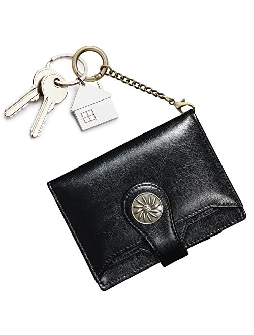 Travelambo Women's Small Wallet with Coin Purse RFID Blocking Compact Ladies' Bifold Keychain Wallet (Lemon Yellow)