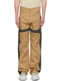 Who Decides War by MRDR BRVDO Tan Flared Trousers