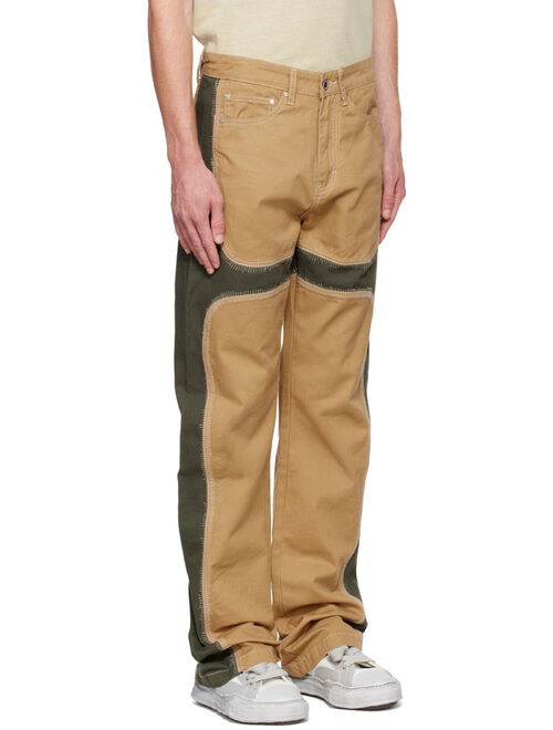 Buy Who Decides War by MRDR BRVDO Tan Flared Trousers online | Topofstyle
