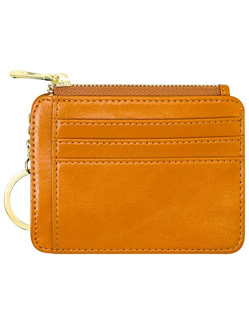 Padike Womens Slim Credit Card Holder Mini Front Pocket Wallet Coin Purse Keychain (Z-Black)