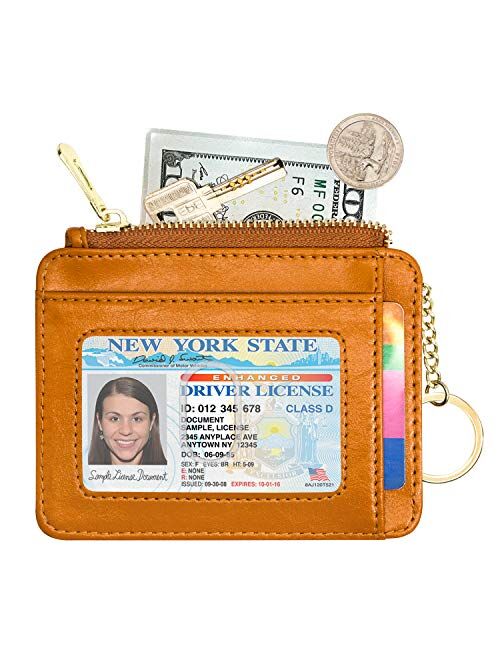 Padike Womens Slim Credit Card Holder Mini Front Pocket Wallet Coin Purse Keychain (Z-Black)