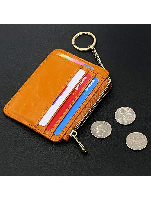 Padike Womens Slim Credit Card Holder Mini Front Pocket Wallet Coin Purse Keychain (Z-Black)