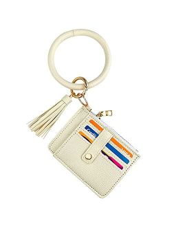 Unicorn Catcher Keychain Wallet for Women Wristlet Bracelet Wallet With Credit Card Holder Tassel Bangle Key Ring