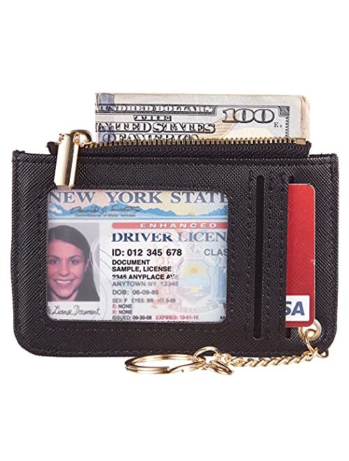 Toughergun Womens Keychain Wallet Slim Front Pocket Minimalist RFID Blocking Credit Card Coin Change Holder Purse Wallet(Lotus Pink)