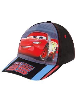 Little Cars Toddler Baseball Hat for Boys Size 2-4 or 4-7 Lightning McQueen Kids Cap, Black, 2-4T