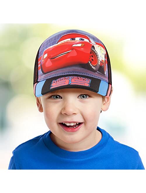 Disney Little Cars Toddler Baseball Hat for Boys Size 2-4 or 4-7 Lightning McQueen Kids Cap, Black, 2-4T