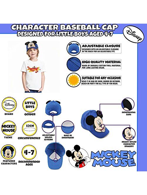 Disney Baseball Cap Mickey Mouse Boys Ears Blue