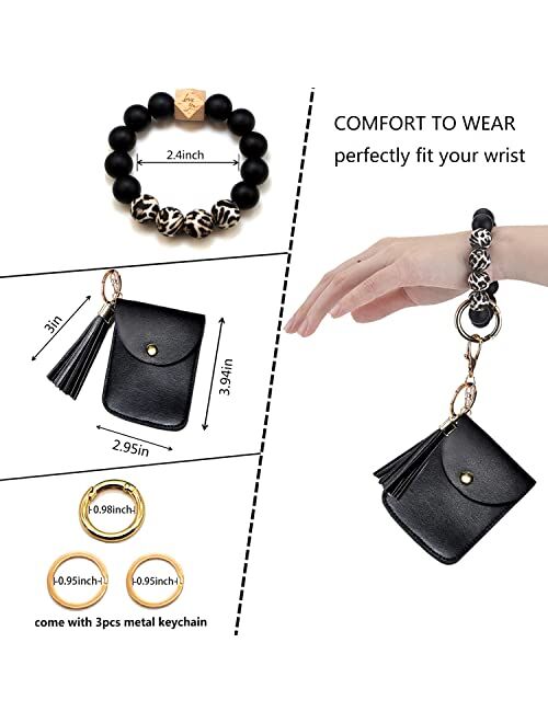 Yishanquanxinsi-Us Keychain Bracelet Wristlet with Card Wallet, key ring bracelet, Silicone Beaded Bracelet Keychain wristlet