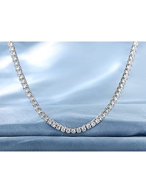 Gemsme 18K White Gold Plated Tennis Necklace/Bracelet/Earrings Sets Pack of 3