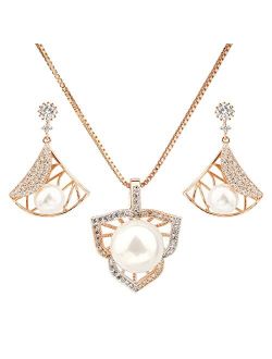 GOMANT Women's Jewelry Set for Women Rhinestone Bride Choker Leaf shape Necklace for Mom Dangle Earrings Set for Wedding Party