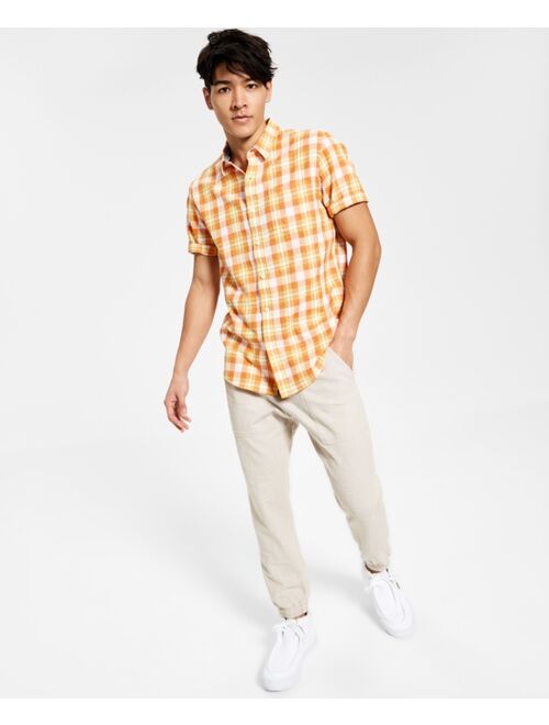SUN + STONE Men's Ranger Plaid Short-Sleeve Button-Up Shirt, Created for Macy's