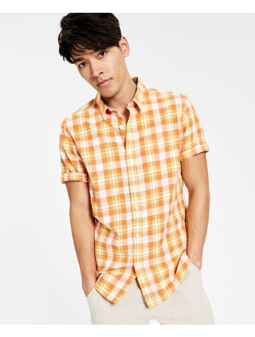 SUN + STONE Men's Ranger Plaid Short-Sleeve Button-Up Shirt, Created for Macy's