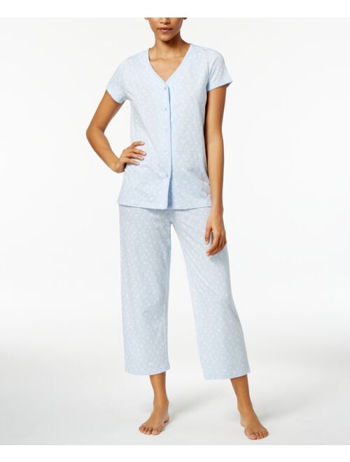Charter Club Short Sleeve Top and Cropped Pant Cotton Pajama Set, Created for Macy's