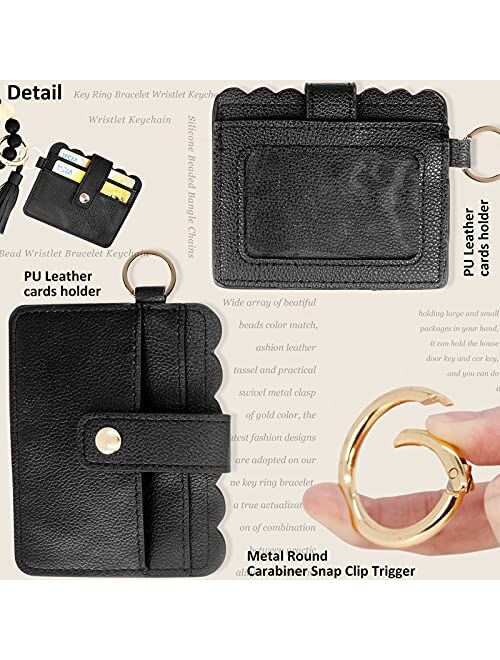 BIHRTC Silicone Beaded Keychain Bracelet Keyring Wristlet Keychain Bracelet Wallet for Women