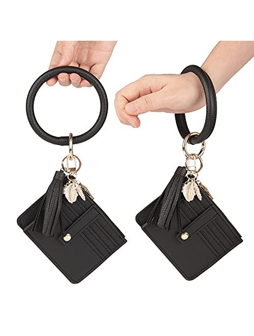 Guran Silicone Beaded Elastic Keychain Wristlet Bracelet Wallet, Keyring Bangle for Womens