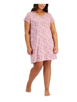 Plus Size Lace-Trim Floral Chemise, Created for Macy's