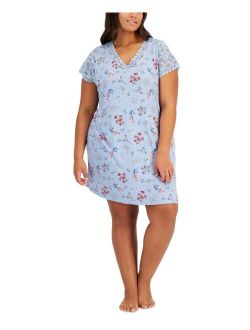 Plus Size Lace-Trim Floral Chemise, Created for Macy's