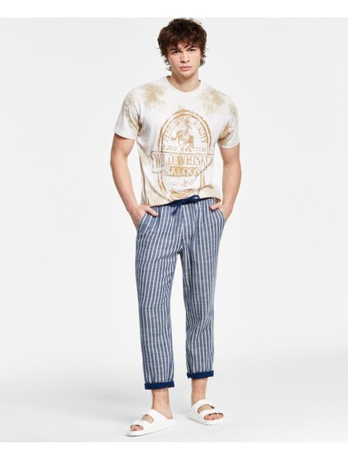 SUN + STONE Men's Oliver Regular-Fit Stripe Cropped Drawstring Pants, Created for Macy's