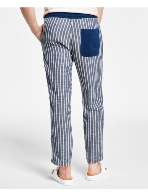 SUN + STONE Men's Oliver Regular-Fit Stripe Cropped Drawstring Pants, Created for Macy's