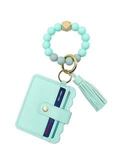 Erythem Keychain Wallet Wristlet For Women/Girls,Keychains Silicone Bangle Key Ring Bracelet Car Key Ring